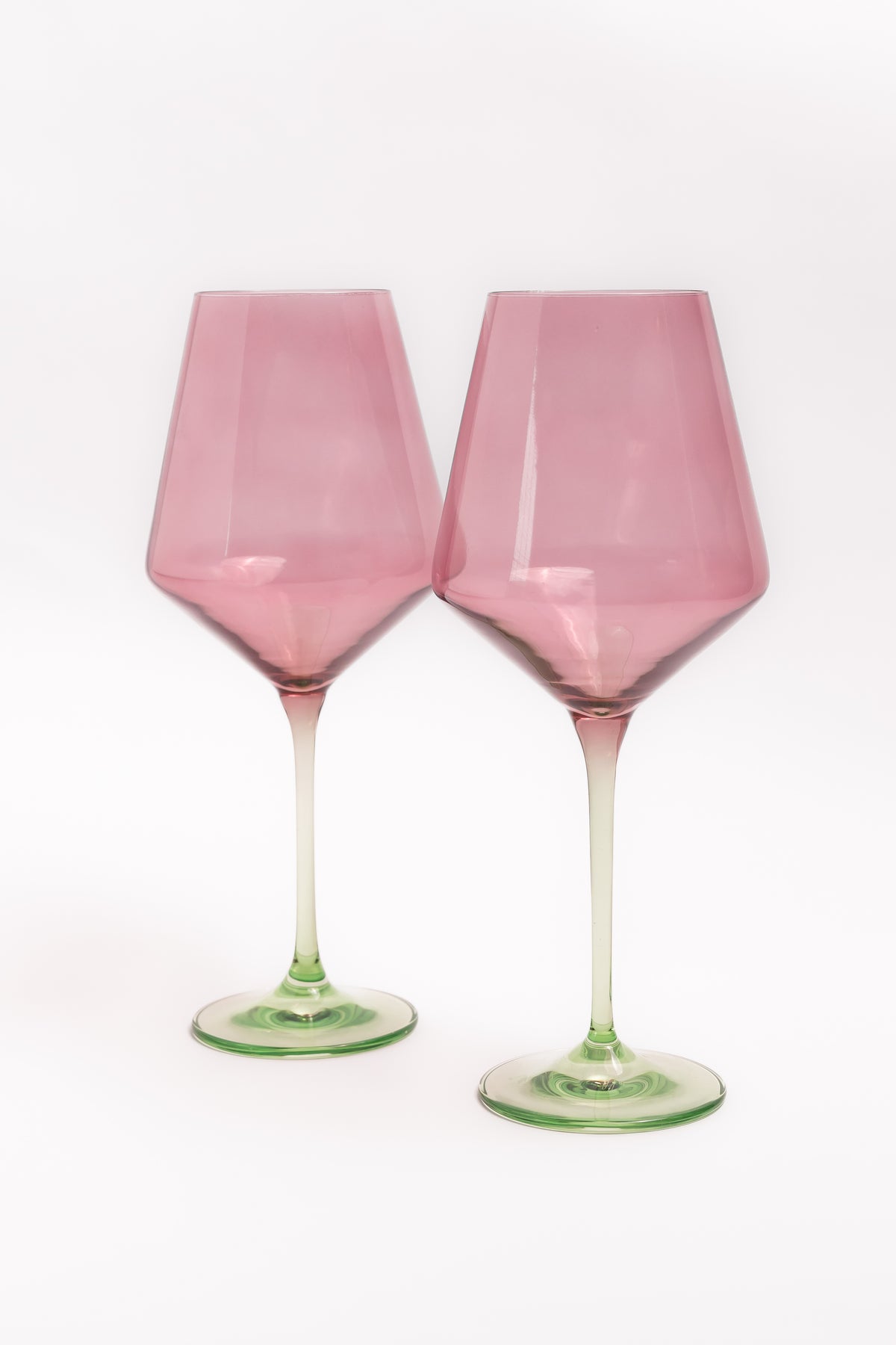 Estelle Colored Wine Stemware - Set of 2 {Colorblock: Rose + Mint}