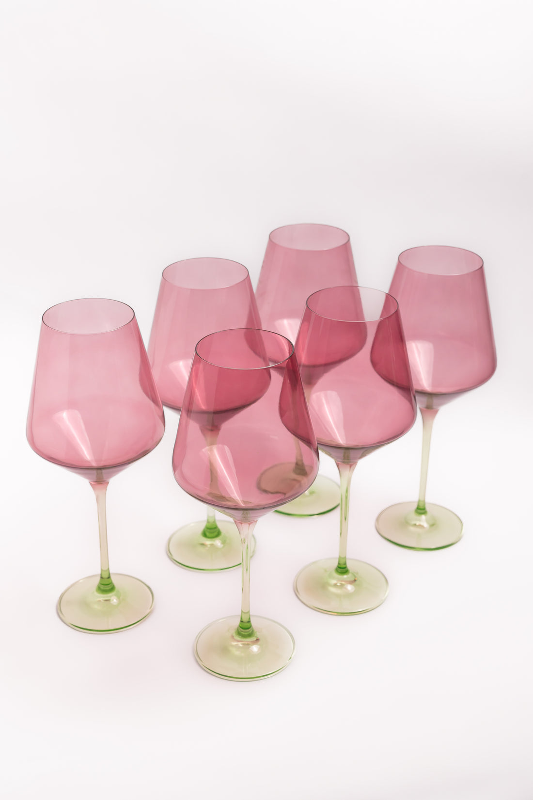 Estelle Colored Wine Stemware - Set of 6 {Colorblock: Rose + Mint}