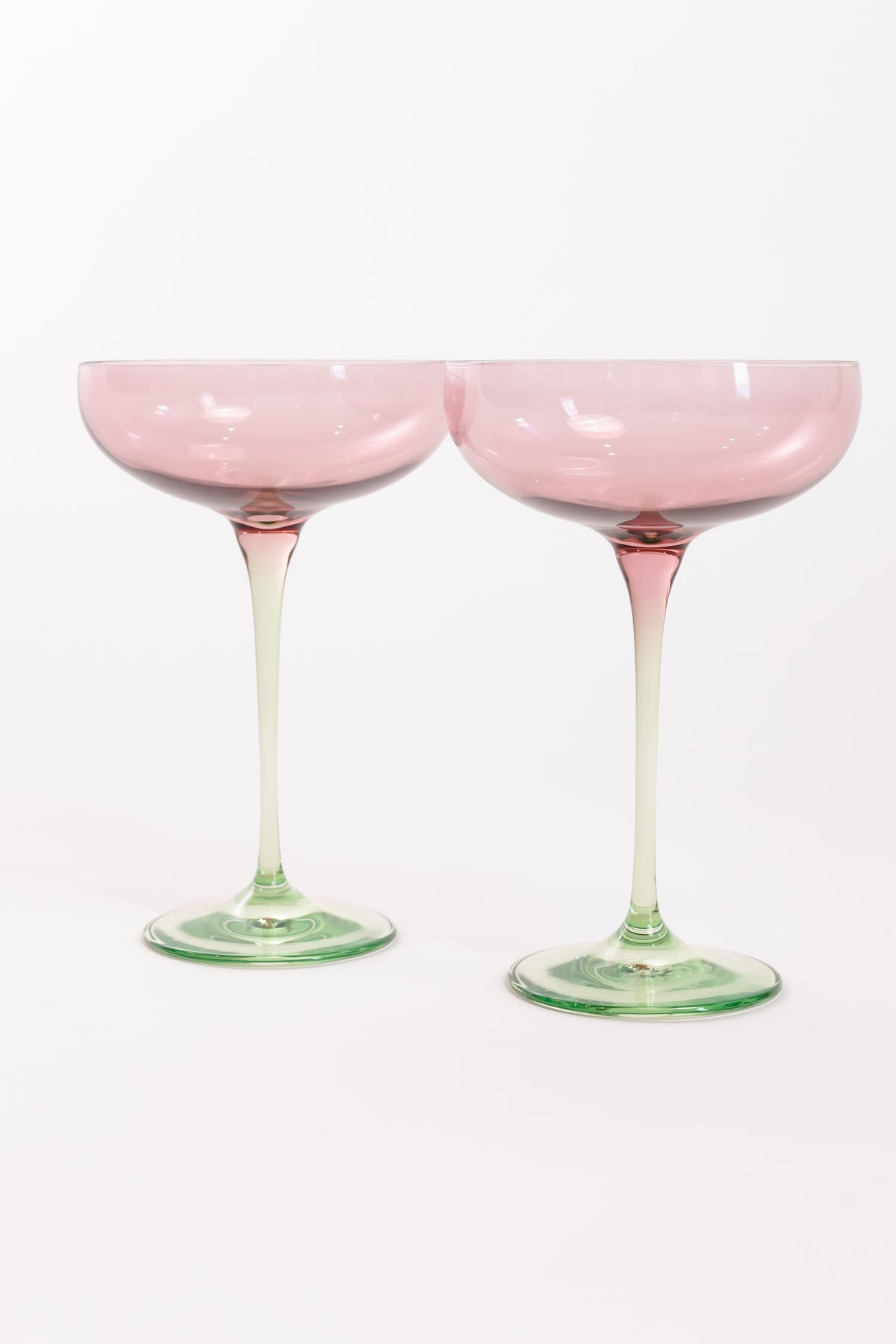 Estelle Colored Champagne Coupe - Set of 2 {Colorblock: Rose + Mint Green}