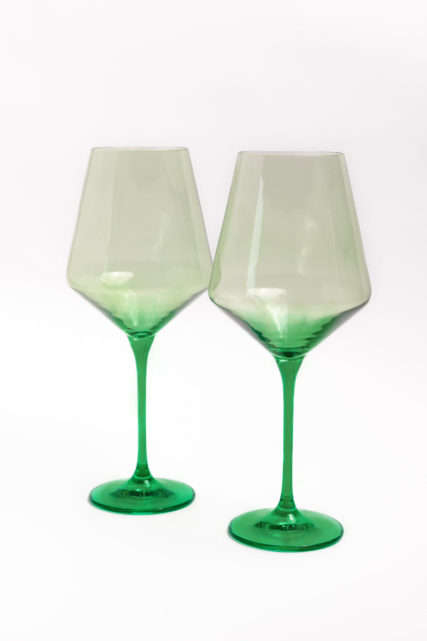 Estelle Colored Wine Stemware - Set of 2 {Colorblock: Mint + Emerald}