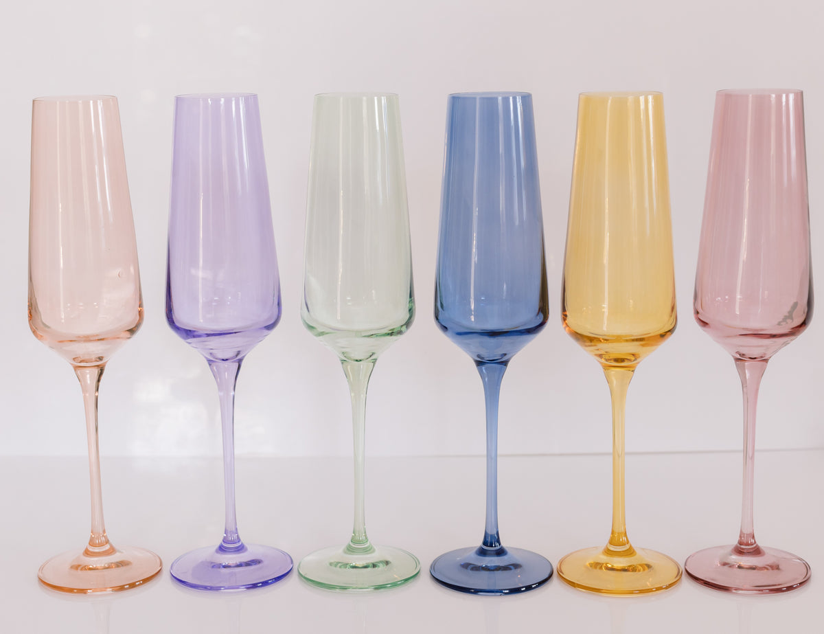 Estelle Colored Champagne Flute - Set of 6 {Pastel Mixed Set}