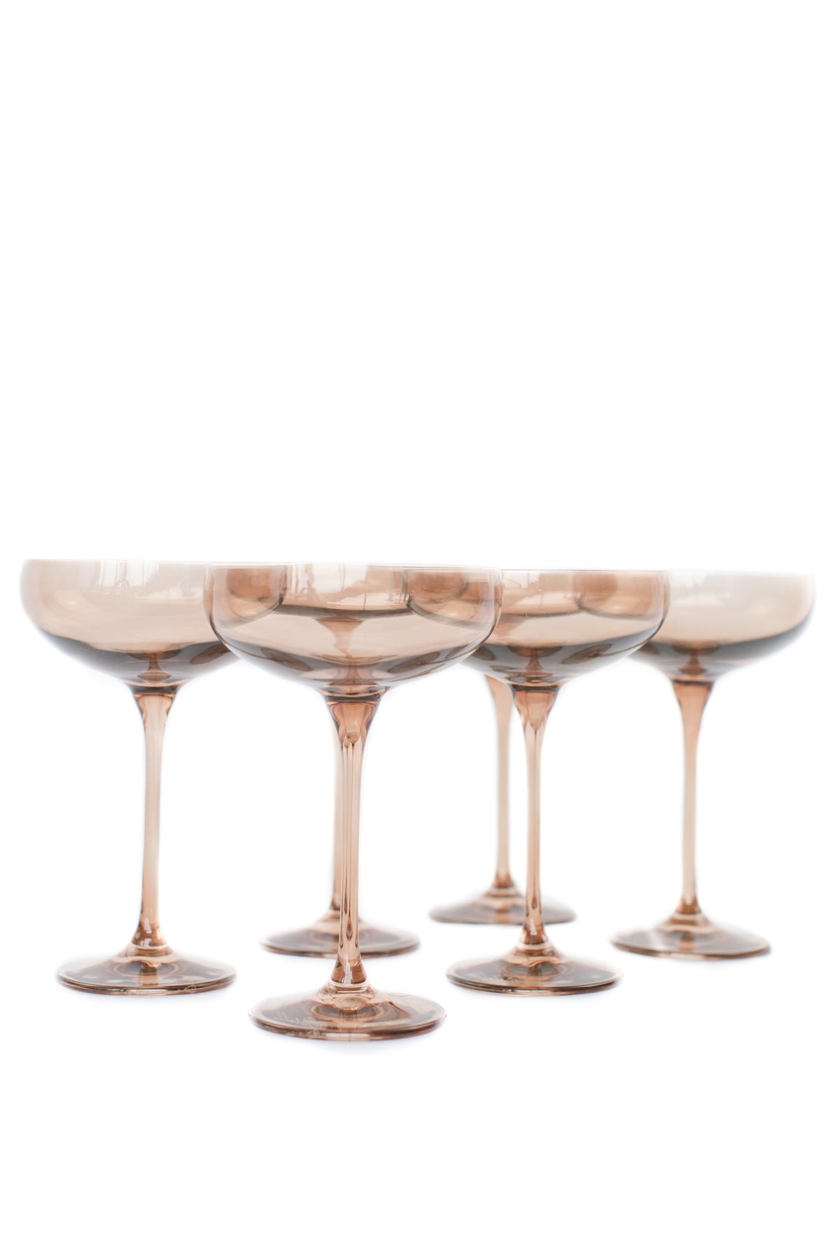 Estelle Colored Champagne Coupe Stemware - Set of 6 {Mocha Mousse (Our Amber Smoke)}