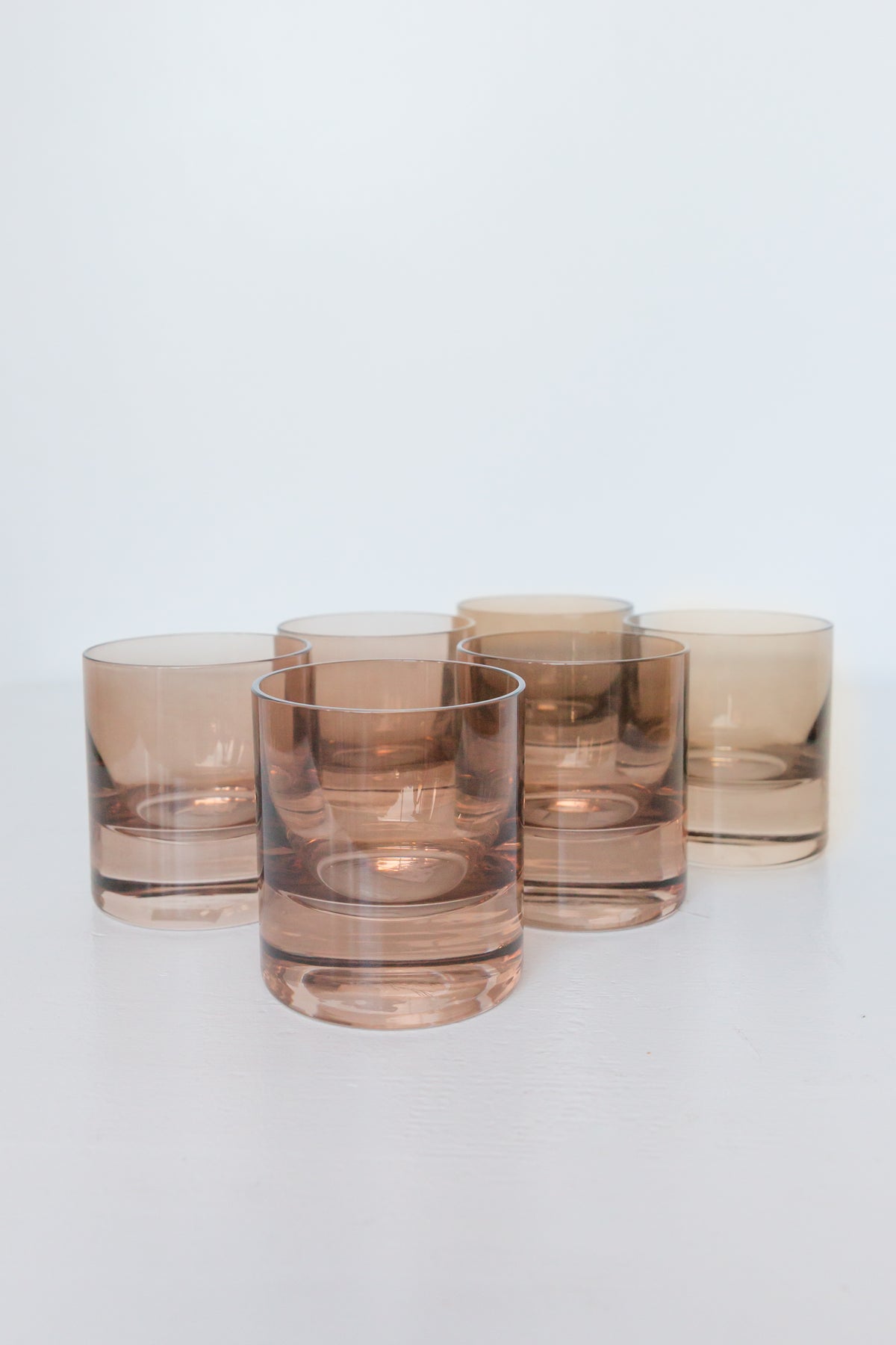 Estelle Colored Rocks Glass - Set of 6 {Mocha Mousse (Our Amber Smoke)}