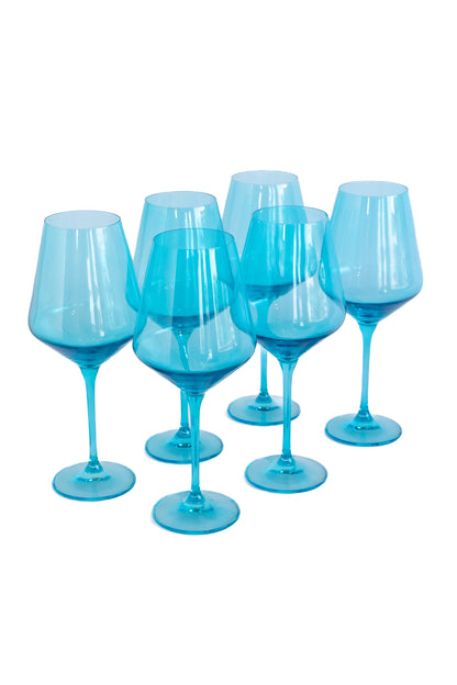 Estelle Colored Wine Stemware - Set of 6 {Ocean Blue}