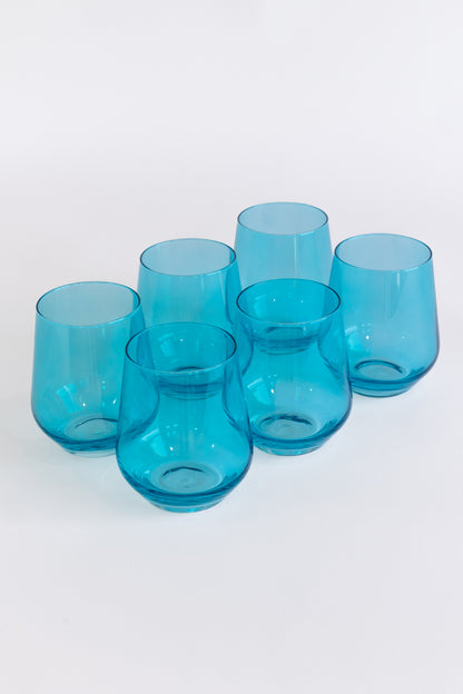 Estelle Colored Wine Stemless - Set of 6 {Ocean Blue}