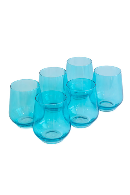 Estelle Colored Wine Stemless - Set of 6 {Ocean Blue}