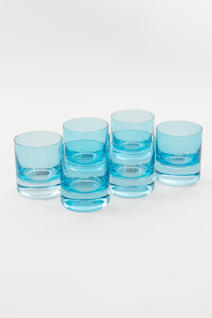 Estelle Colored Rocks Glass - Set of 6 {Ocean Blue}