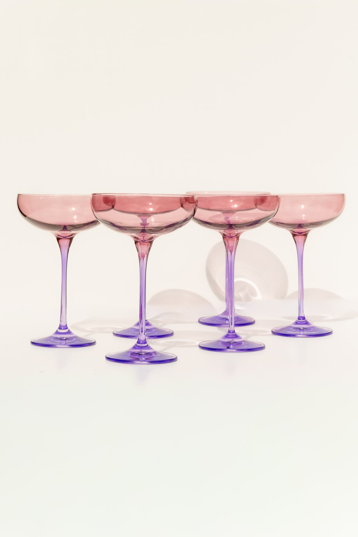 Estelle Colored Champagne Coupe - Set of 6 {Colorblock: Rose + Lavender}