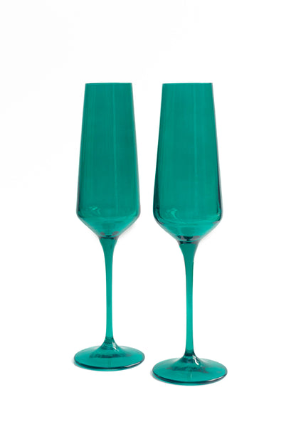 Estelle Colored Champagne Flute - Set of 2 {Emerald Green}