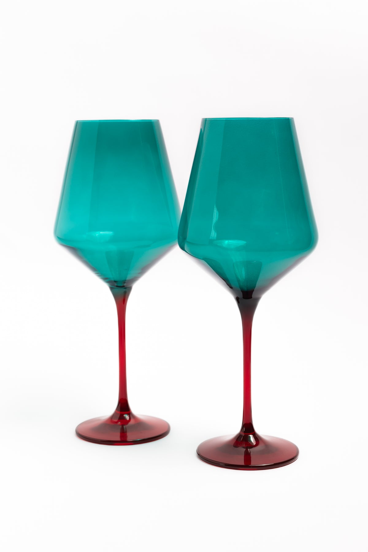Estelle Colored Wine Stemware - Set of 2 {Colorblock: Emerald + Red}