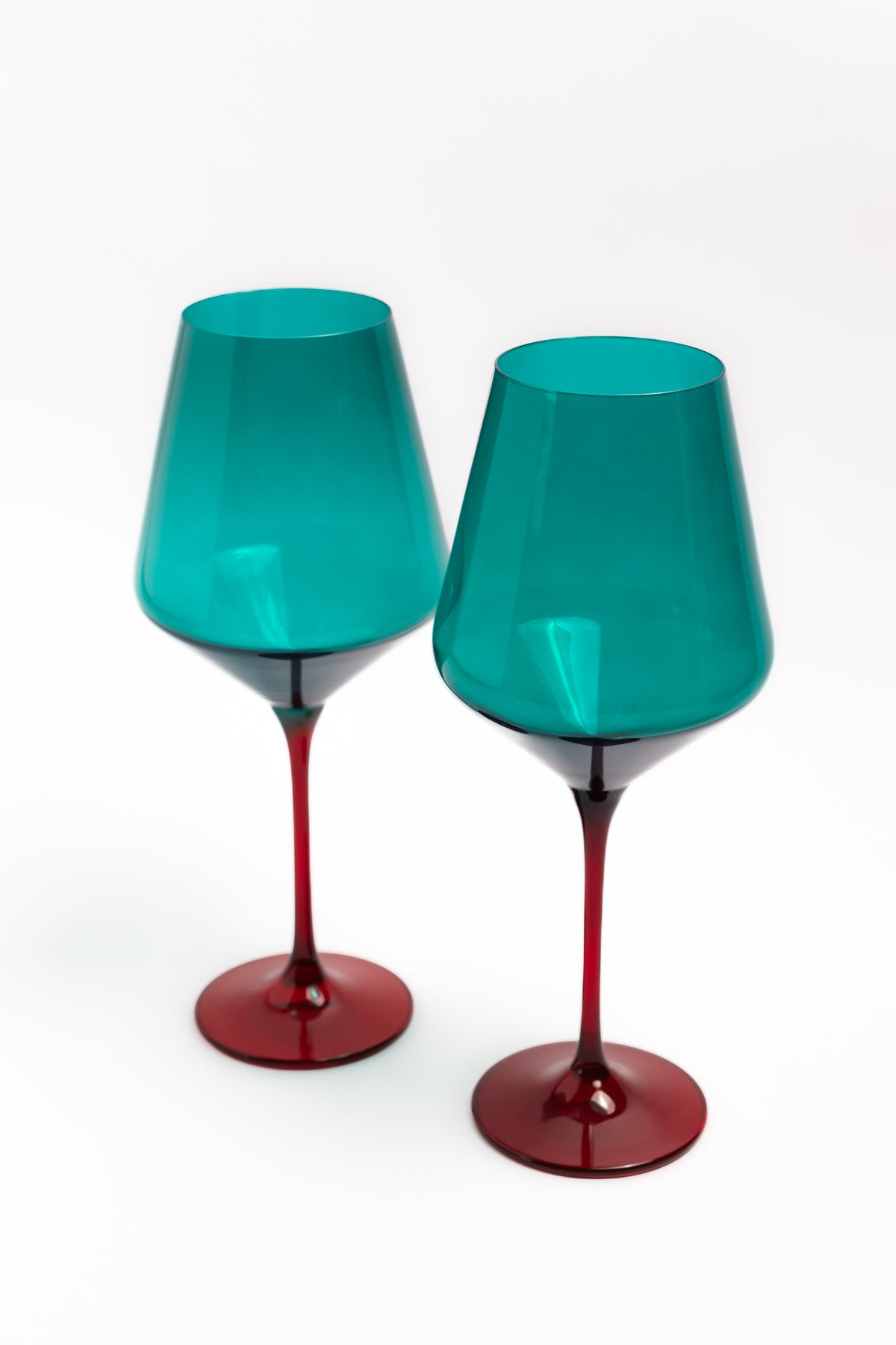 Estelle Colored Wine Stemware - Set of 2 {Colorblock: Emerald + Red}