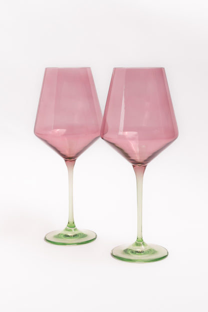 Estelle Colored Wine Stemware - Set of 2 {Colorblock: Rose + Mint}