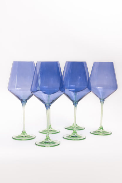 Estelle Colored Wine Stemware - Set of 6 {Colorblock: Cobalt + Mint}