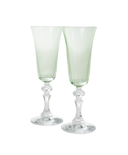 Estelle Colored Regal Flute With Clear Stem - Set of 2 {Mint Green}