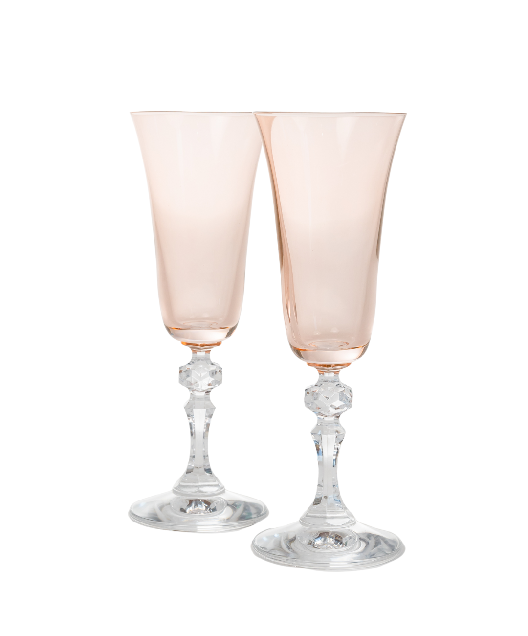 Estelle Colored Regal Flute With Clear Stem - Set of 2 {Blush Pink}