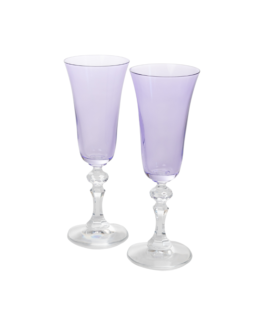 Estelle Colored Regal Flute With Clear Stem - Set of 2 {Lavender}