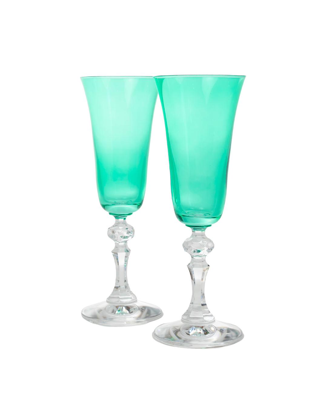 Estelle Colored Regal Flute With Clear Stem - Set of 2 {Kelly Green}