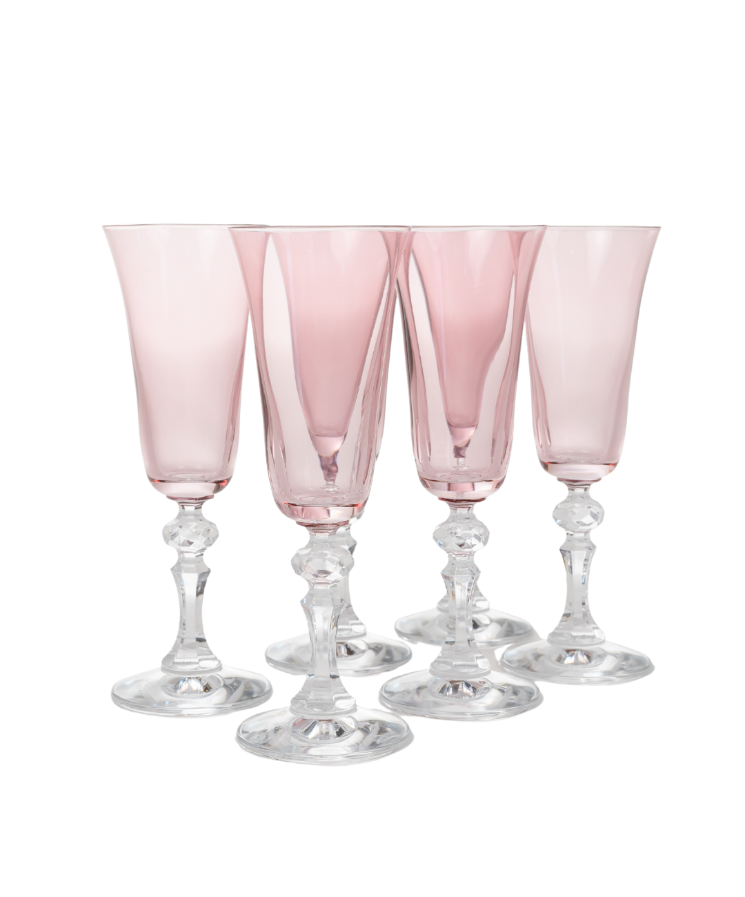 Estelle Colored Regal Flute With Clear Stem - Set of 6 {Rose}