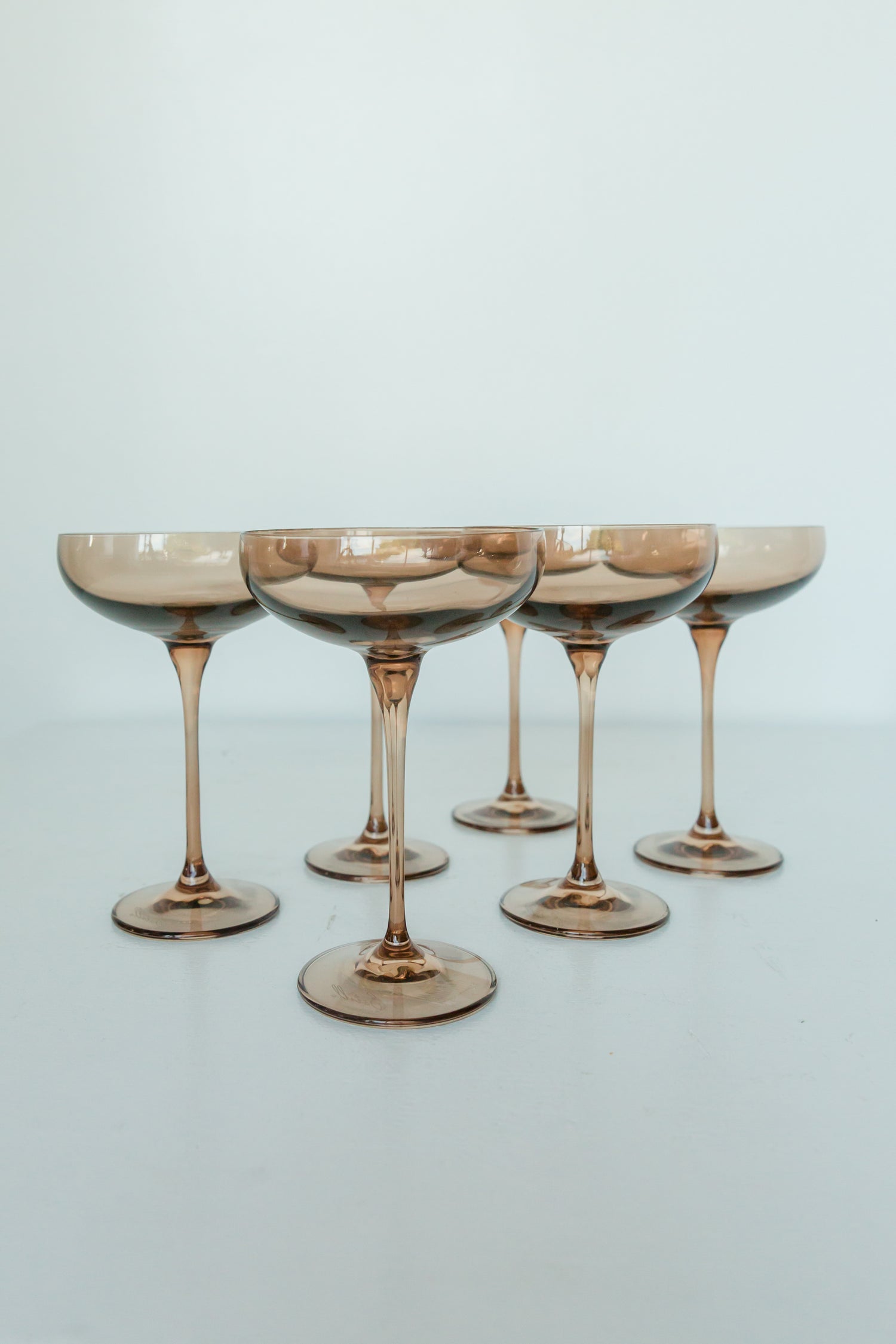 Estelle Colored Champagne Coupe Stemware - Set of 6 {Amber Smoke}