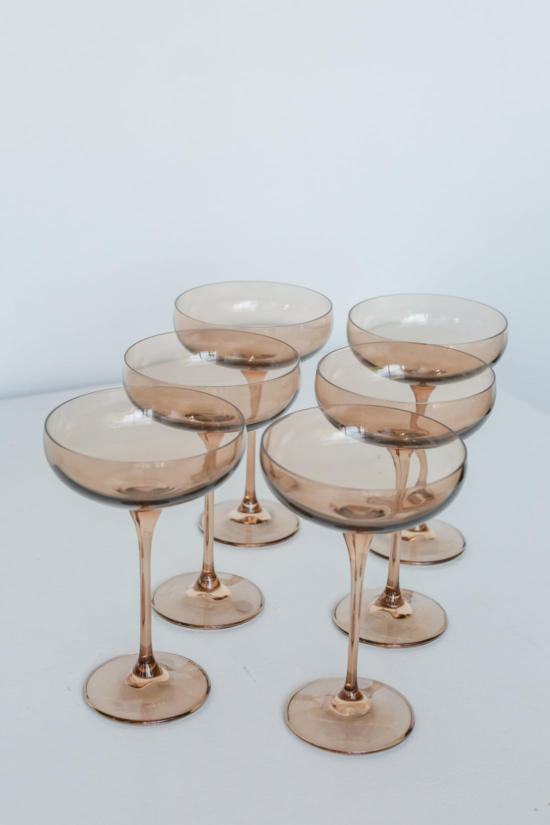 Estelle Colored Champagne Coupe Stemware - Set of 6 {Mocha Mousse (Our Amber Smoke)}