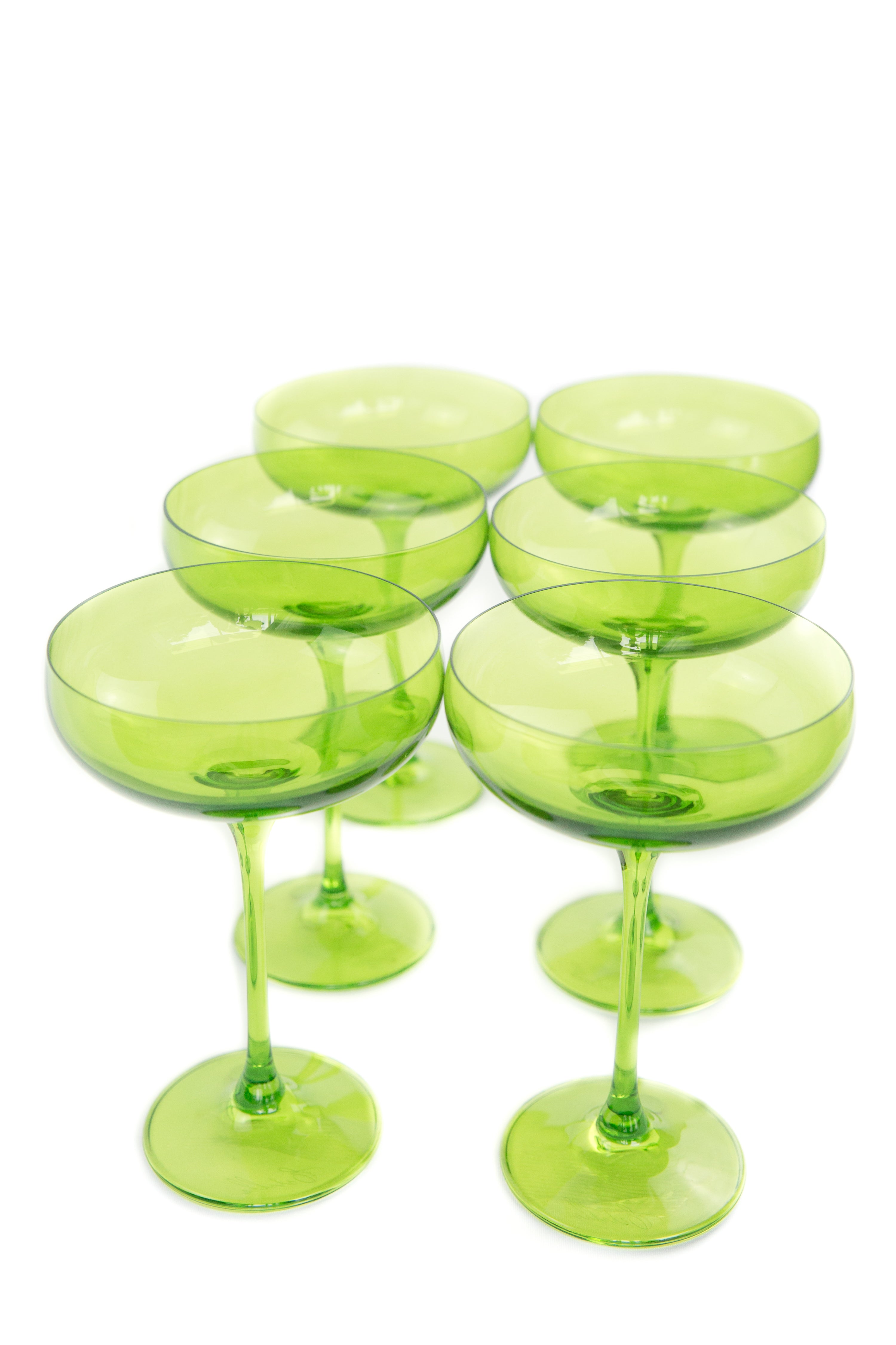 Estelle Colored Champagne Coupe Stemware - Set of 6 {Forest Green}