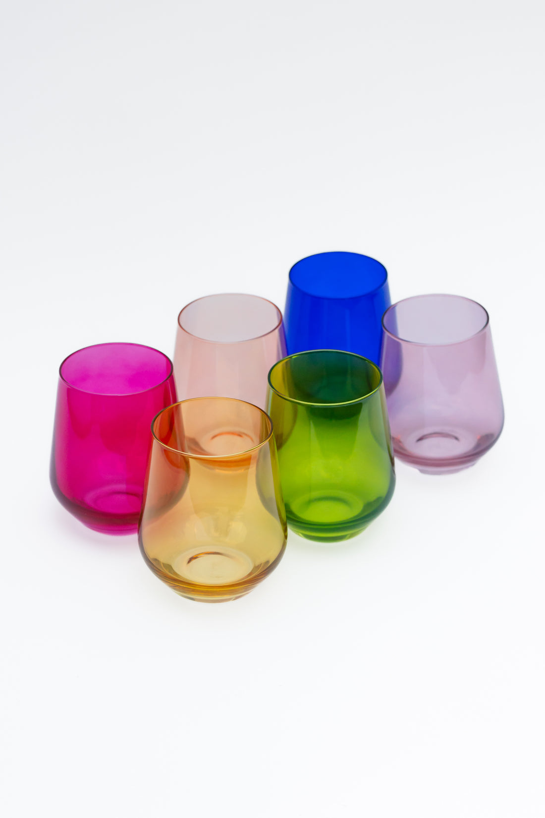 Estelle Colored Wine Stemless Set of 6 (Vibrant Mixed Set)