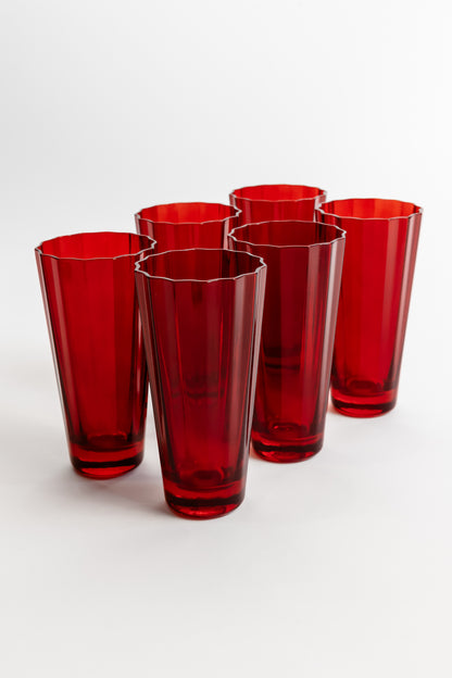 Estelle Colored Sunday High Balls - Set of 6 {Red}