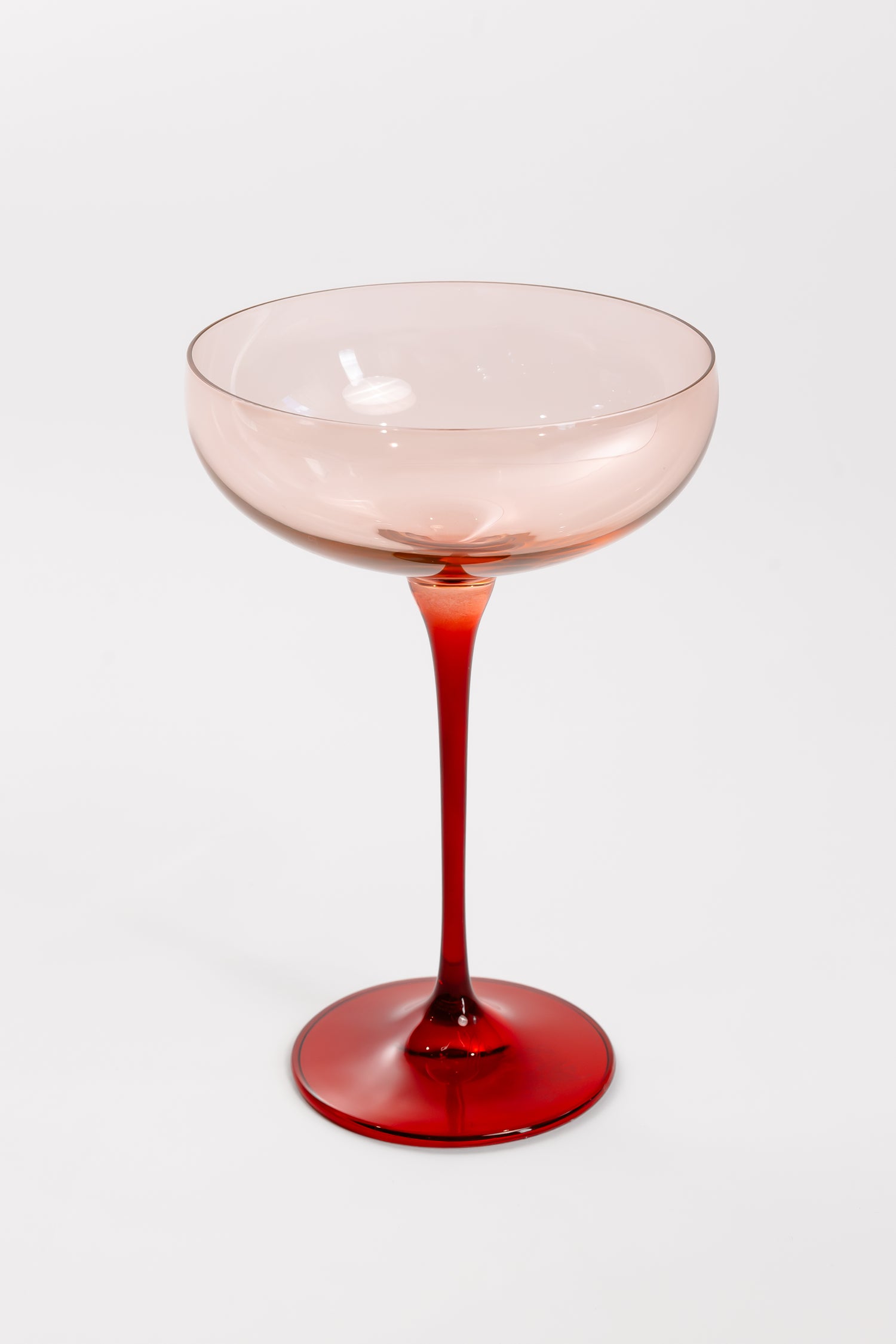 Estelle Colored Champagne Coupe - Set of 2 {Colorblock: Blush Pink + Red}