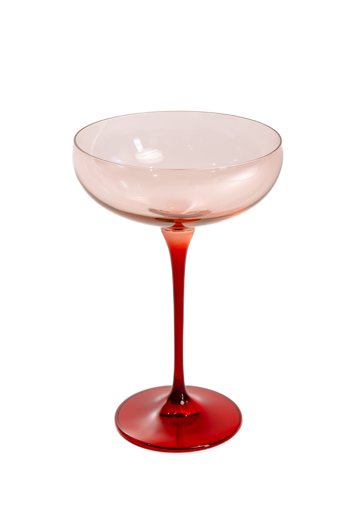 Estelle Colored Champagne Coupe - Set of 2 {Colorblock: Blush Pink + Red}