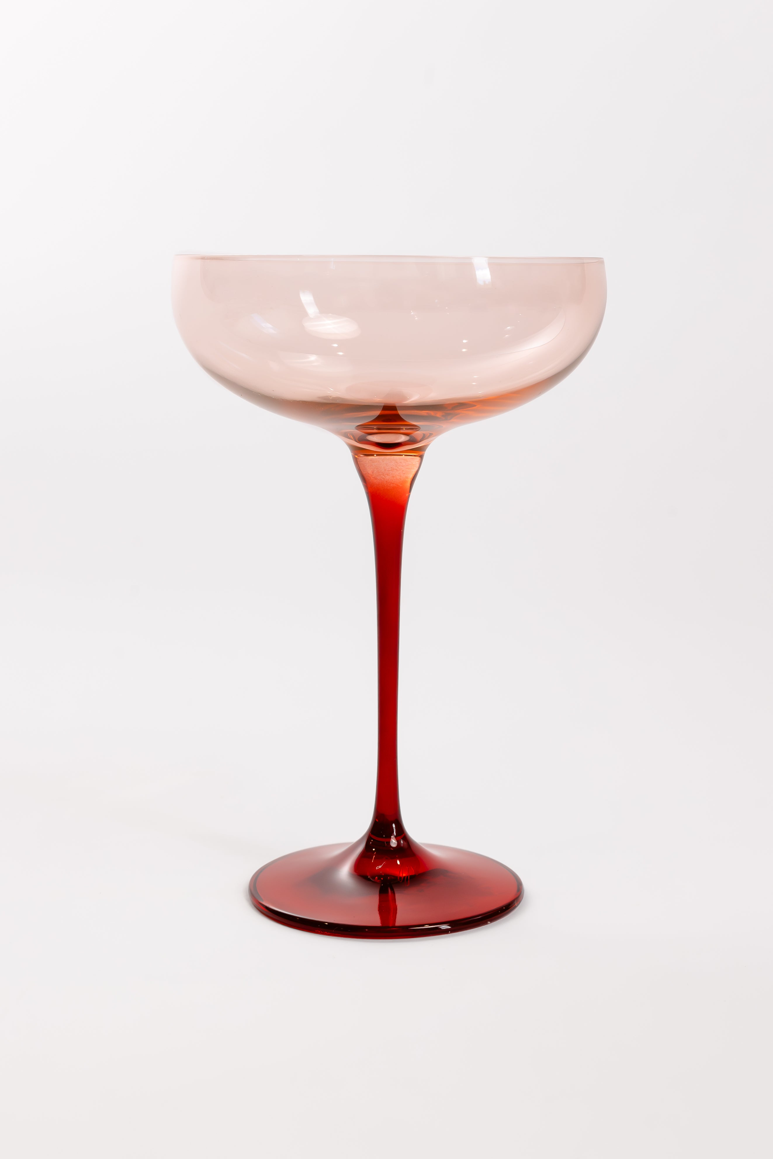 Estelle Colored Champagne Coupe - Set of 2 {Colorblock: Blush Pink + Red}