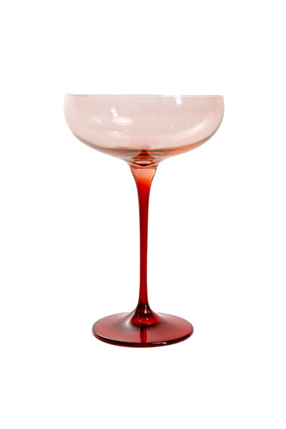 Estelle Colored Champagne Coupe - Set of 2 {Colorblock: Blush Pink + Red}