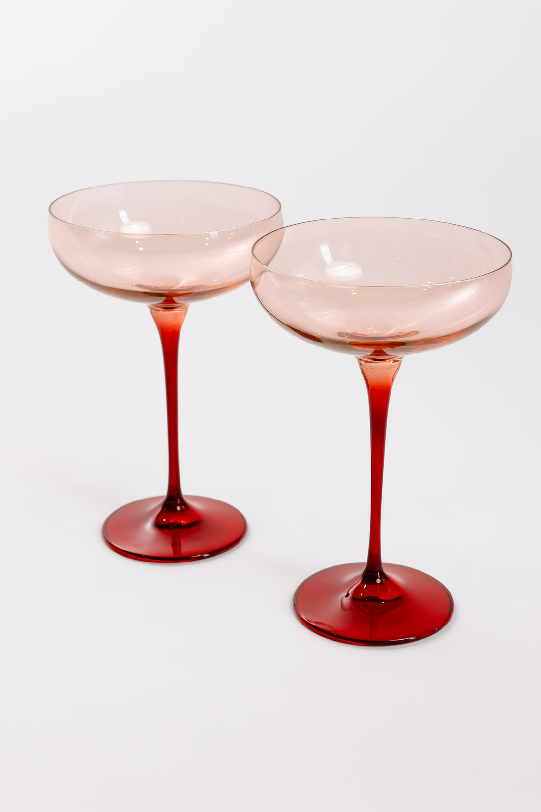 Estelle Colored Champagne Coupe - Set of 2 {Colorblock: Blush Pink + Red}