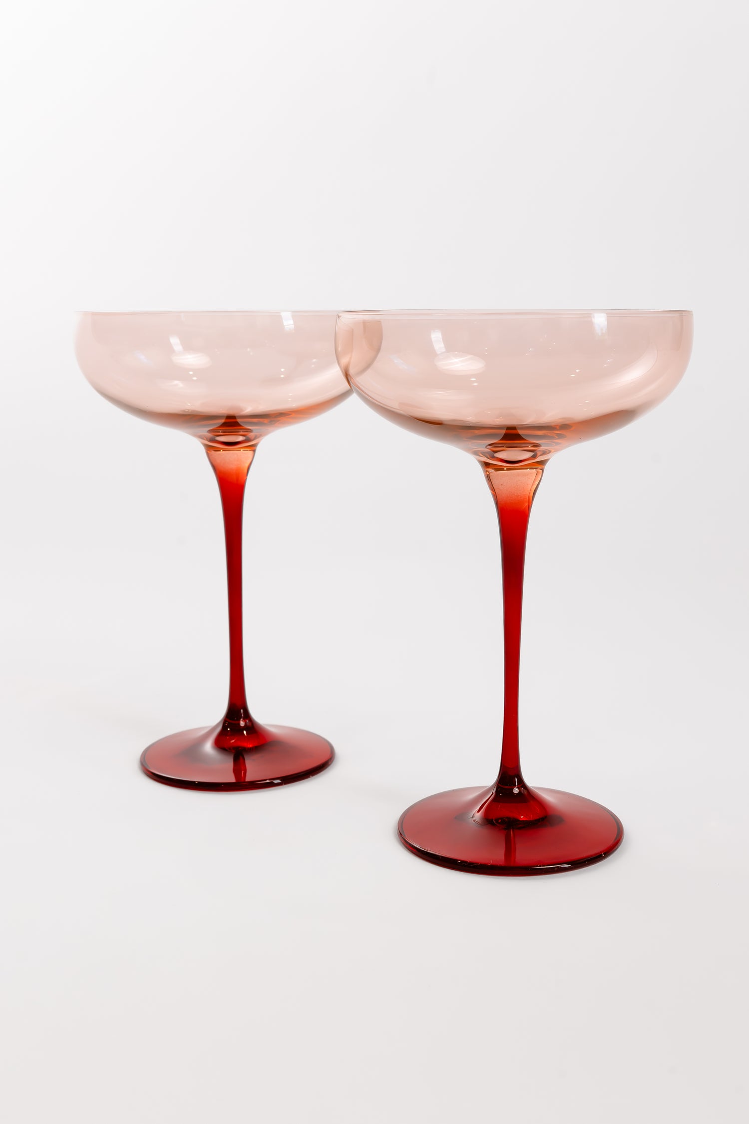 Estelle Colored Champagne Coupe - Set of 2 {Colorblock: Blush Pink + Red}