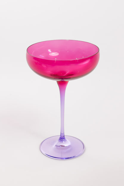 Estelle Colored Champagne Coupe - Set of 2 {Colorblock: Fuchsia + Lavender}