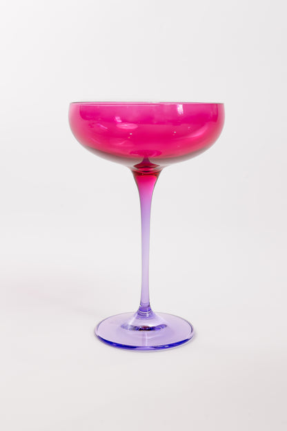 Estelle Colored Champagne Coupe - Set of 2 {Colorblock: Fuchsia + Lavender}