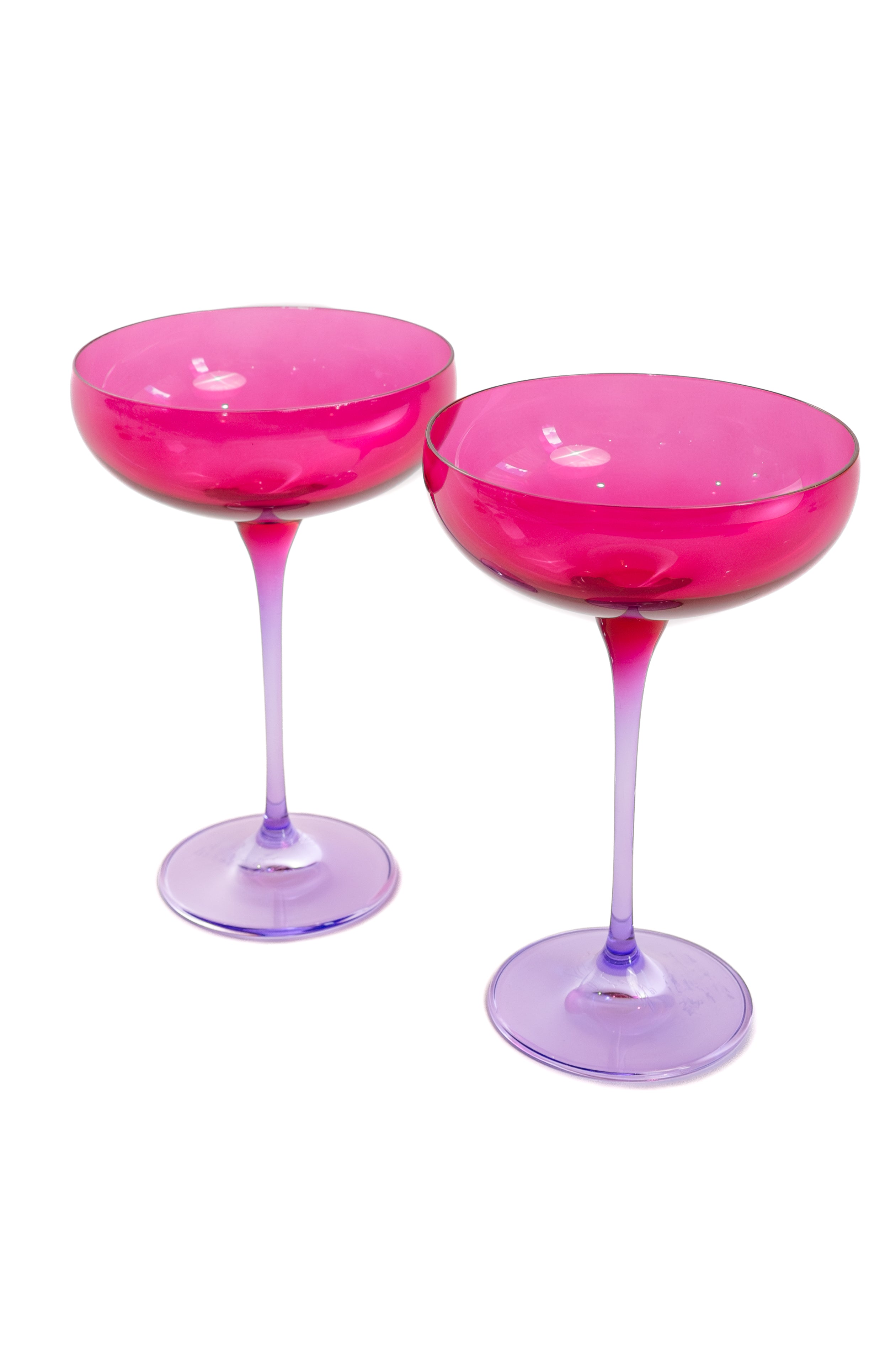 Estelle Colored Champagne Coupe - Set of 2 {Colorblock: Fuchsia + Lavender}