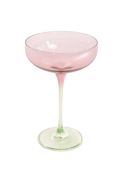 Estelle Colored Champagne Coupe - Set of 2 {Colorblock: Rose + Mint Green}