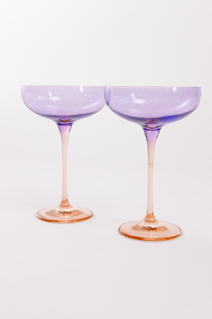 Estelle Colored Champagne Coupe - Set of 2 {Colorblock: Lavender+ Blush Pink}