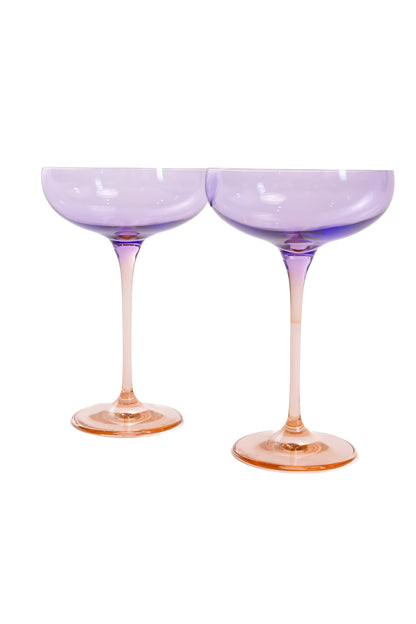 Estelle Colored Champagne Coupe - Set of 2 {Colorblock: Lavender+ Blush Pink}