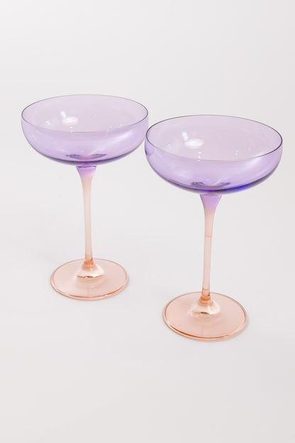 Estelle Colored Champagne Coupe - Set of 2 {Colorblock: Lavender+ Blush Pink}