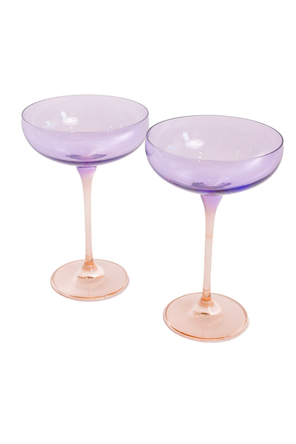 Estelle Colored Champagne Coupe - Set of 2 {Colorblock: Lavender+ Blush Pink}