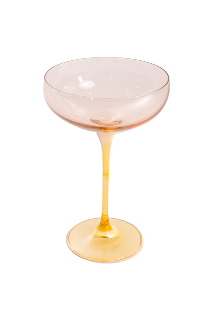 Estelle Colored Champagne Coupe - Set of 2 {Colorblock: Blush Pink + Yellow}