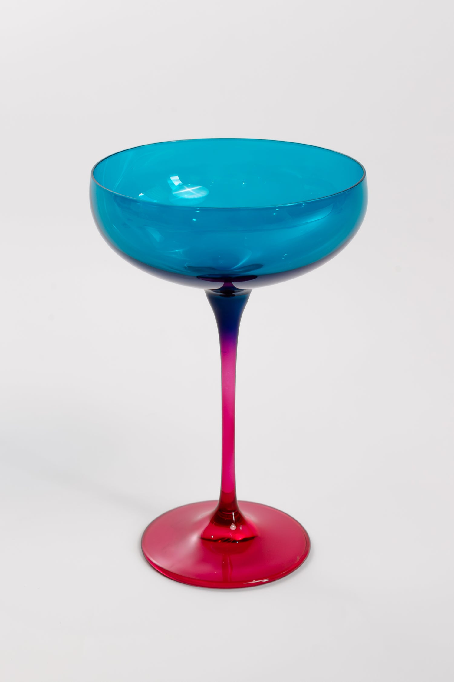 Estelle Colored Champagne Coupe - Set of 2 {Colorblock: Teal + Fuchsia}