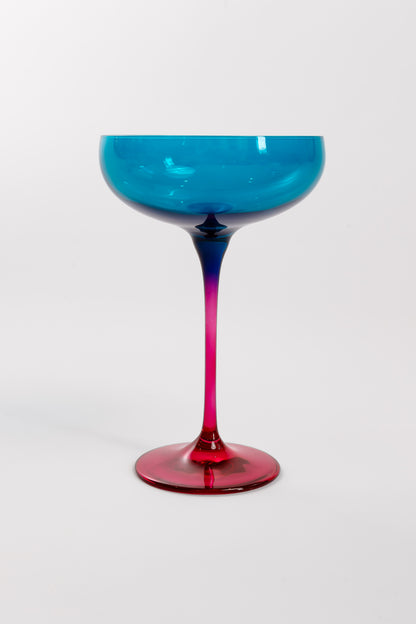 Estelle Colored Champagne Coupe - Set of 2 {Colorblock: Teal + Fuchsia}