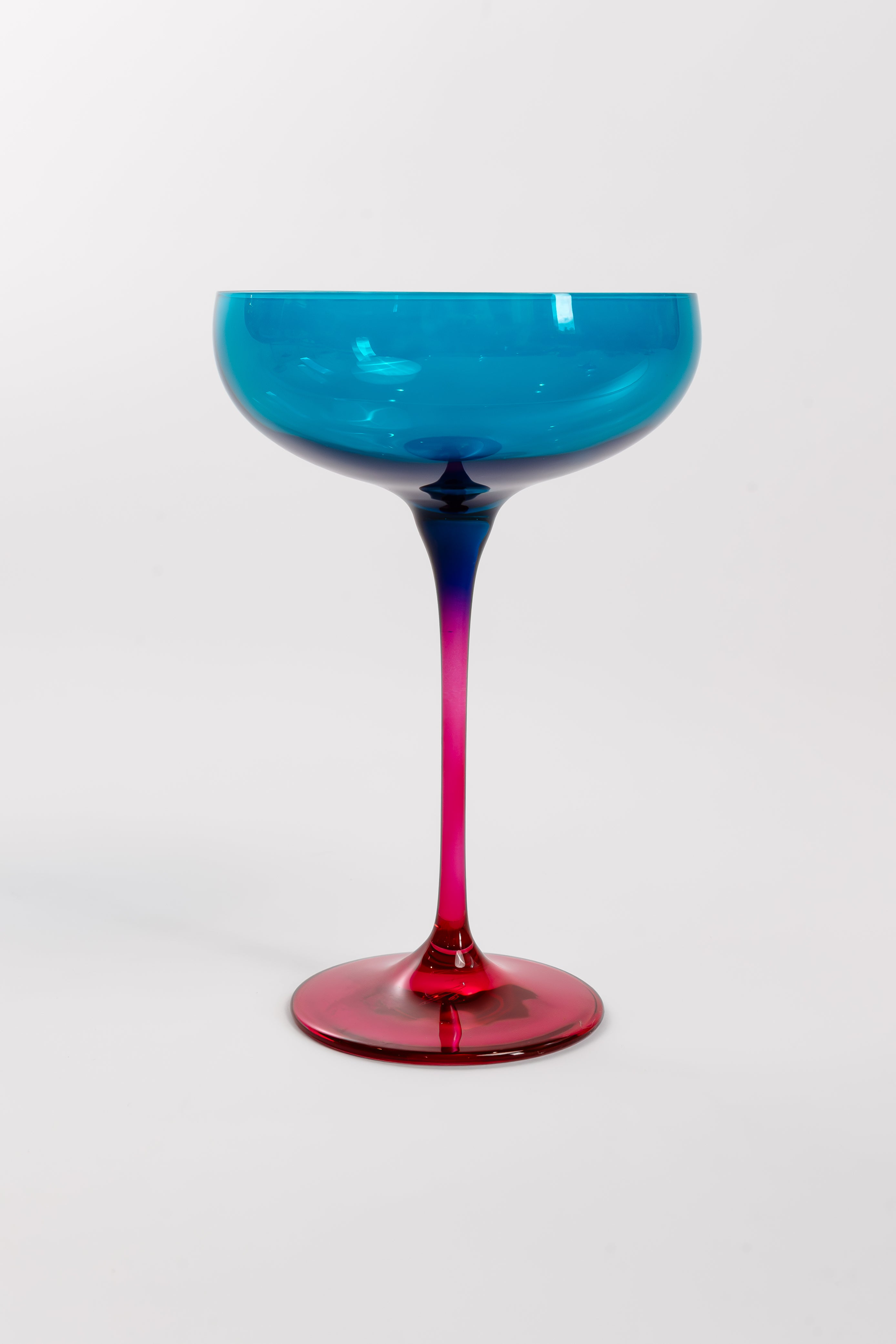 Estelle Colored Champagne Coupe - Set of 6 {Colorblock: Teal + Fuchsia}