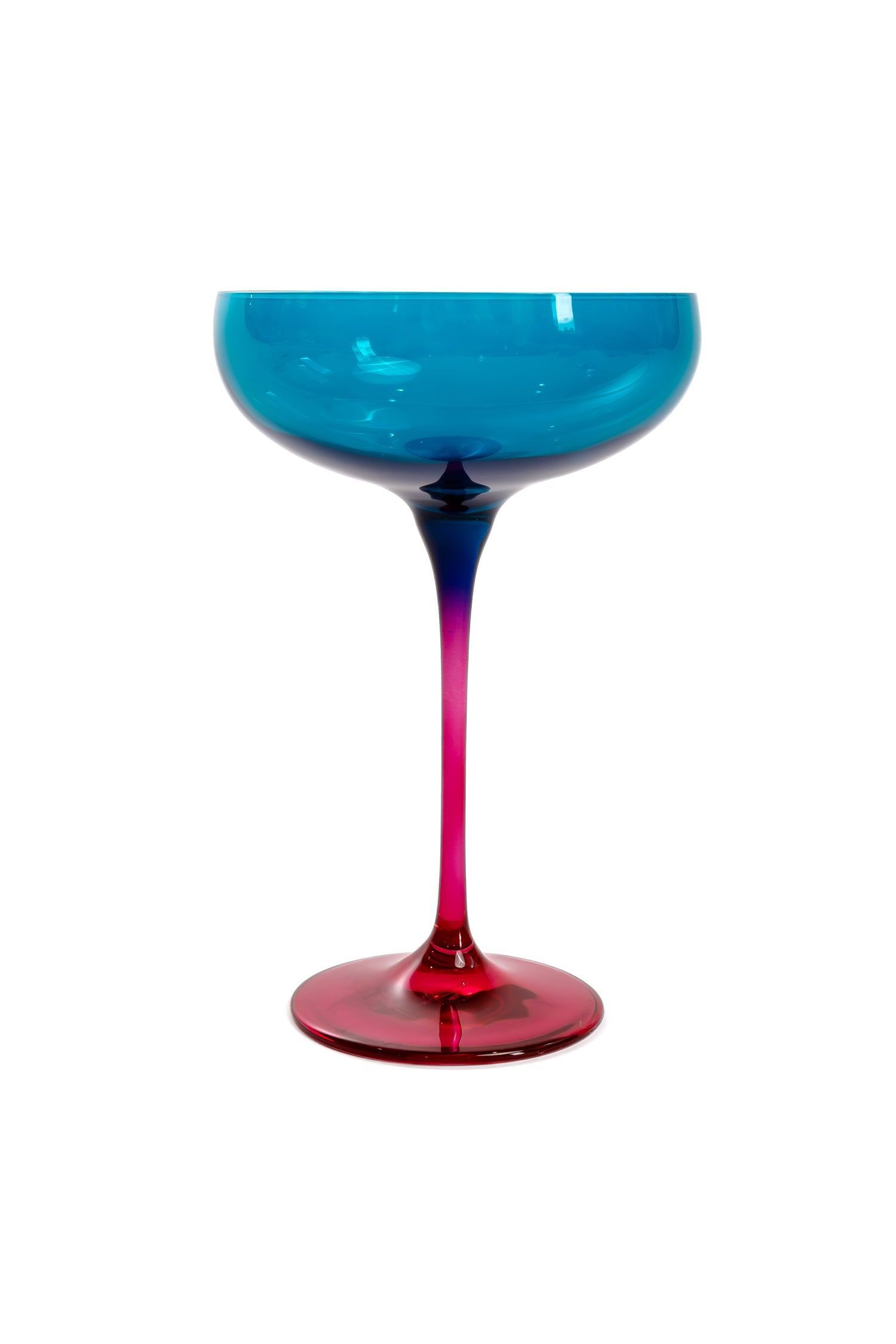 Estelle Colored Champagne Coupe - Set of 6 {Colorblock: Teal + Fuchsia}