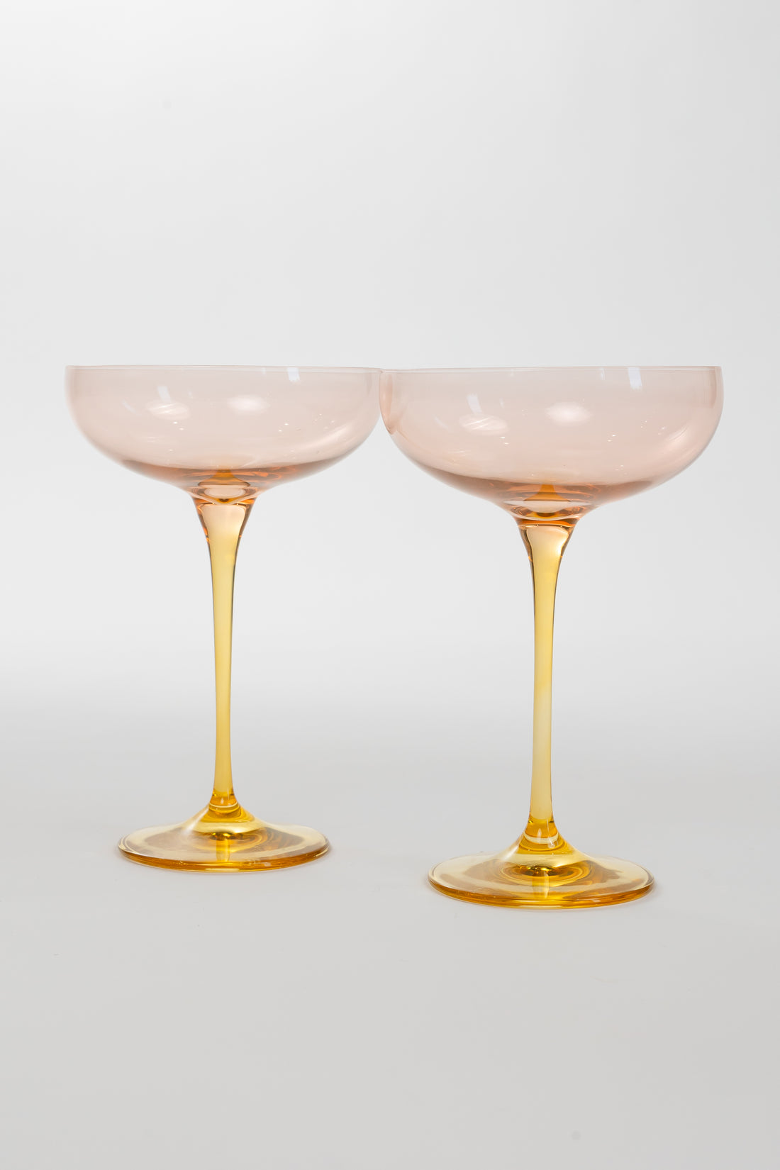 Estelle Colored Champagne Coupe - Set of 2 {Colorblock: Blush Pink + Yellow}