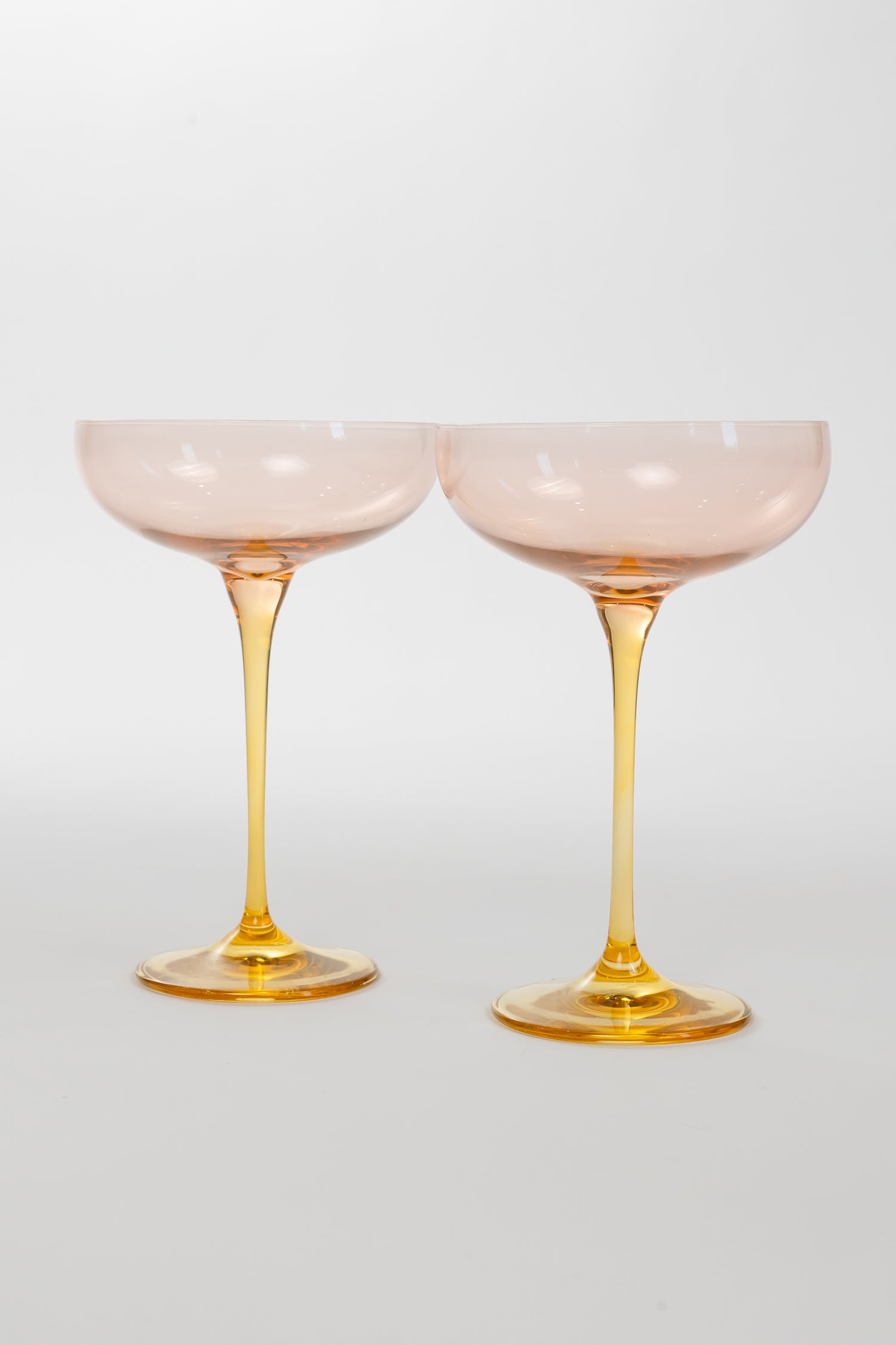 Estelle Colored Champagne Coupe - Set of 2 {Colorblock: Blush Pink + Yellow}