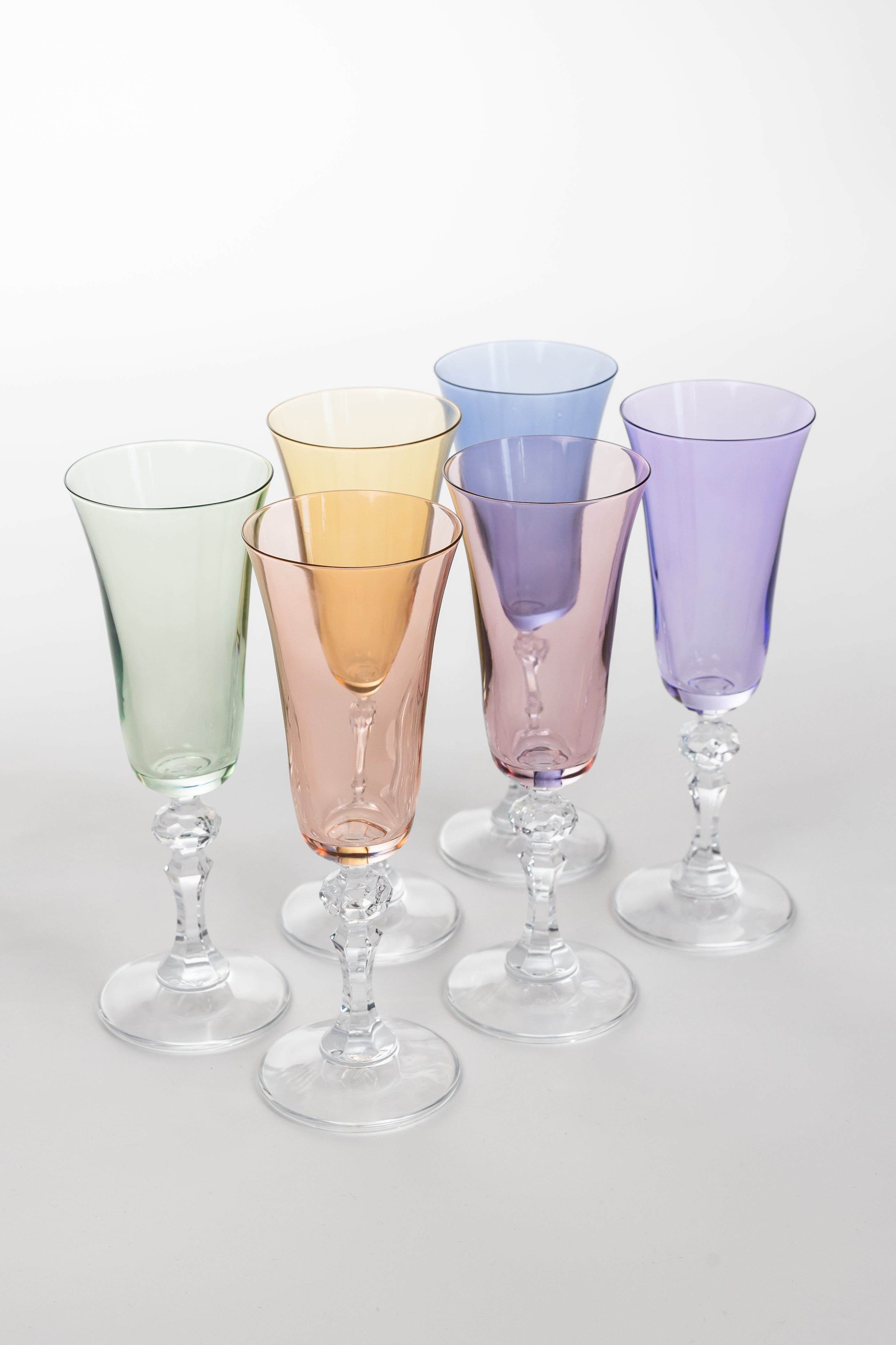 Estelle Colored Regal Flute With Clear Stem - Set of 6 {Pastel Mixed Set}