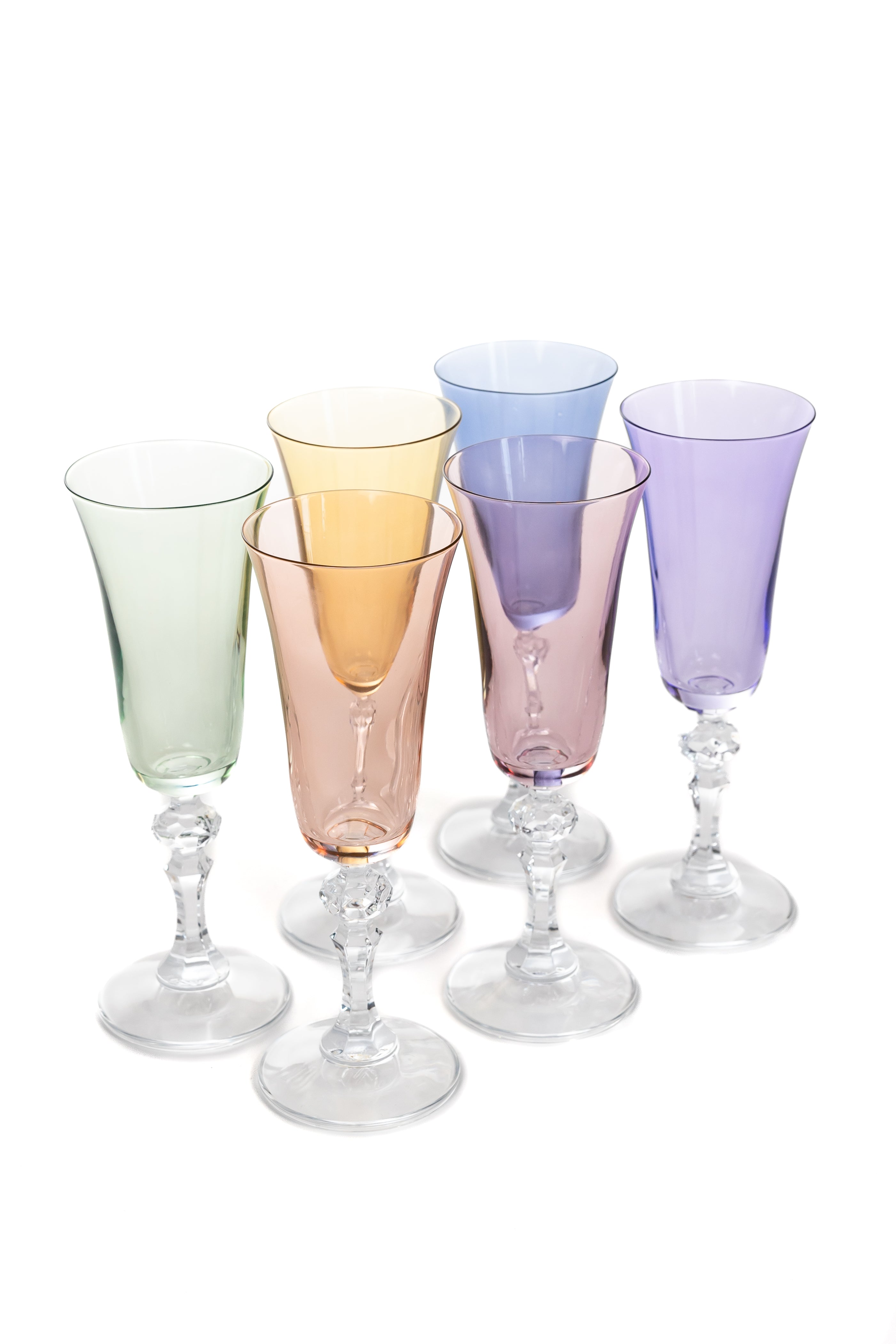 Estelle Colored Regal Flute With Clear Stem - Set of 6 {Pastel Mixed Set}